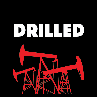Drilled: a true-crime podcast about climate change. Logo